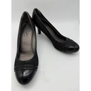 Life Stride Petunia Soft System Black Event Patent 3 Inch‎ Heels Shoes Size 8.5M